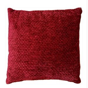 17" Rich Deep Red Textured Square Soft Heavy Sueded Fabric Accent Pillow NWOT